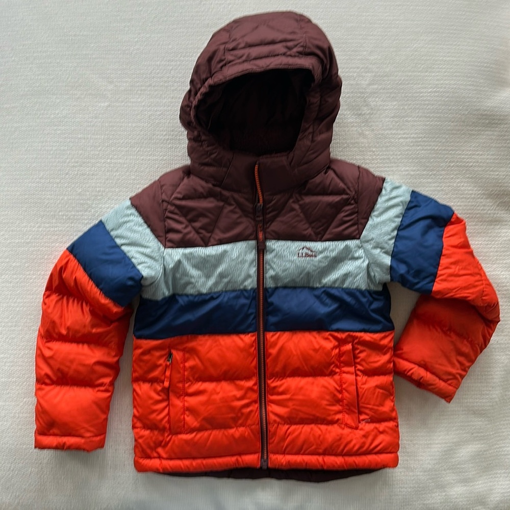 L.L. Bean Kid's Down Jacket, Colorblock, Size Kids Small (8)